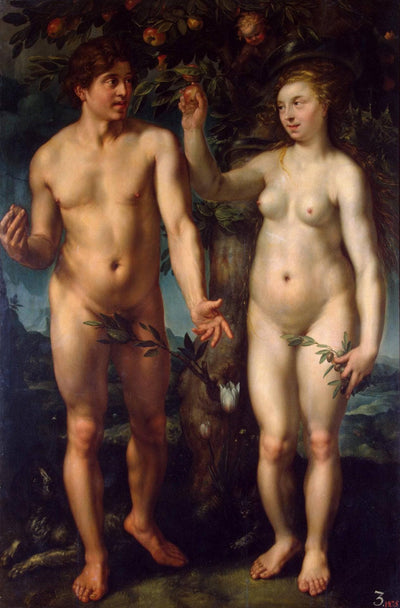 Adam and Eve (The Fall of Man) by Hendrick Goltzius — oil painting reproduction
