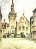 The Old Town Hall in Munich by Adolf Hitler — architectural oil painting wall art