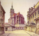 St. Peter's Church and Viktualienmarkt, Munich by Adolf Hitler — architectural oil painting wall art