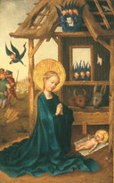 Adoration of the Christ Child by the Virgin (the Nativity) by Stefan Lochner — religion oil painting wall art, Northern Renaissance