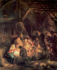 Adoration of the Shepherds by Rembrandt — hand-painted cultural oil painting reproduction on canvas