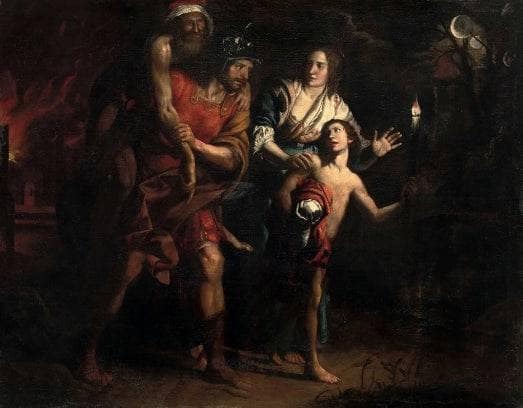 Aeneas and Anchises by Domenico Fiasella — hand-painted cultural oil painting reproduction on canvas