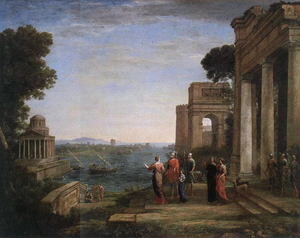 Aeneas and Dido in Carthage by Claude Lorrain — hand-painted architectural oil painting reproduction on canvas