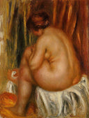After Bathing (nude study) by Pierre-Auguste Renoir — female oil painting wall art, Impressionism