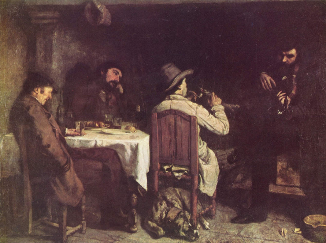 After Dinner at Ornans by Gustave Courbet — hand-painted portrait oil painting reproduction on canvas