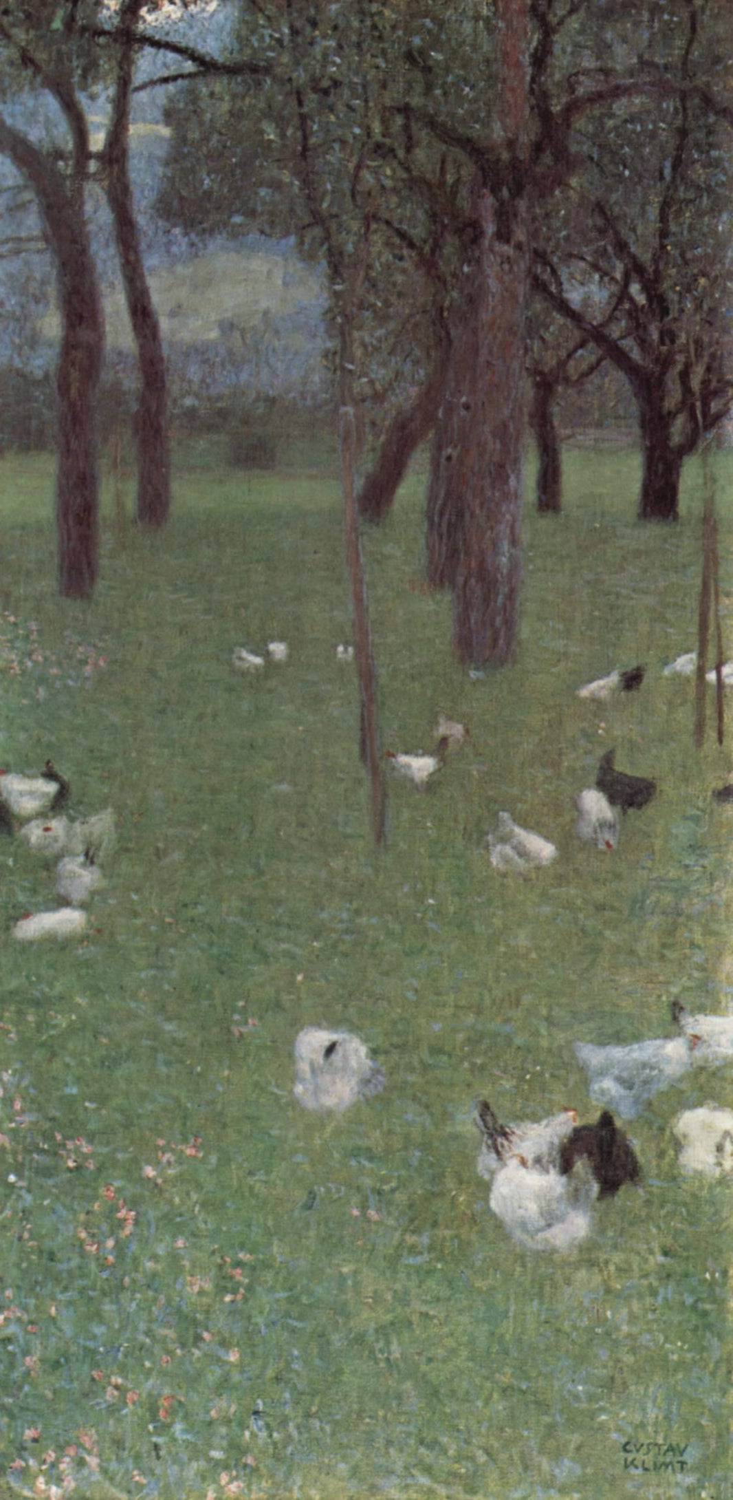 After the Rain (Garden with Chickens in St. Agatha) by Gustav Klimt, hand-painted animal oil painting reproduction on canvas