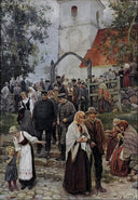 After the service (Leaving the chruch) by Janis RozentÄls — religious oil painting wall art