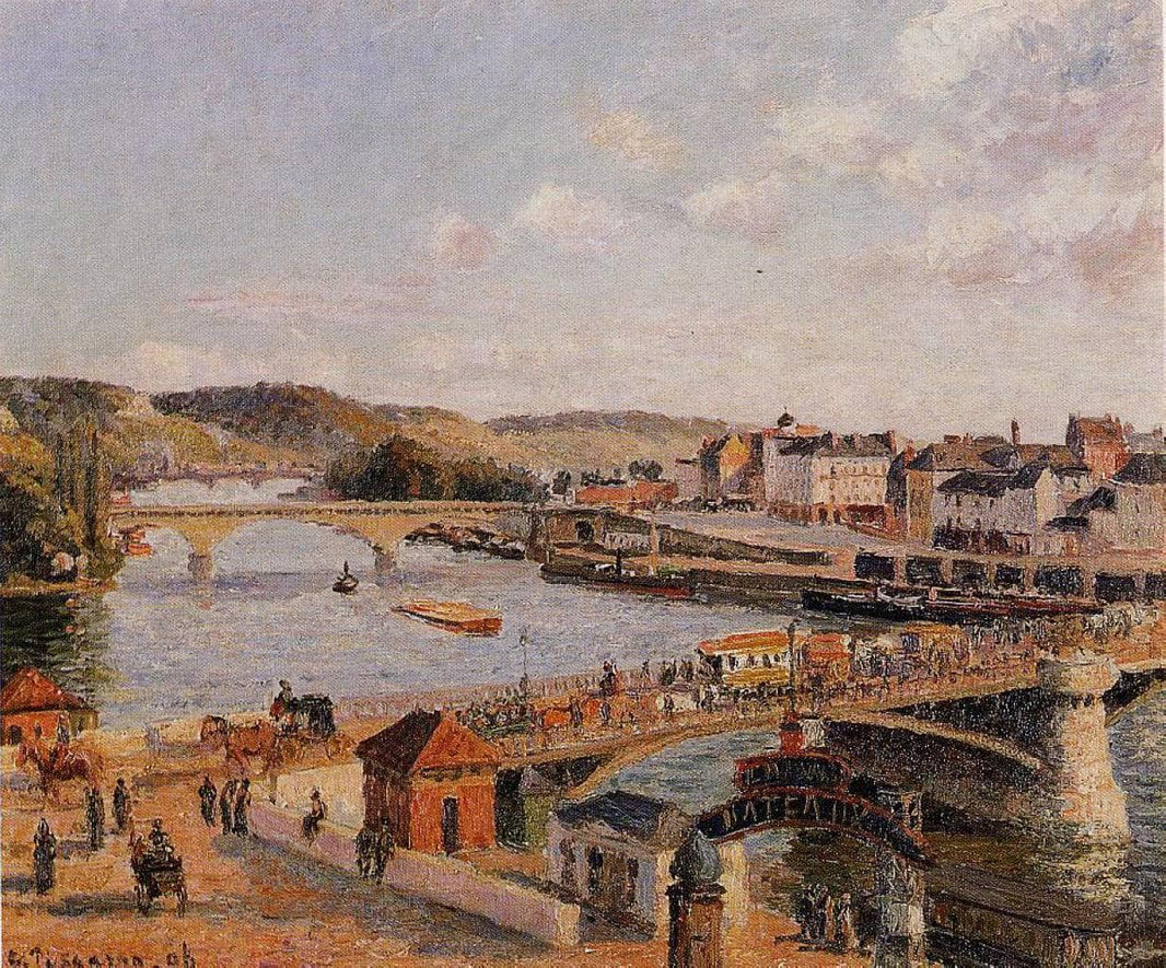 Afternoon, Sun, Rouen by Camille Pissarro — hand-painted landscape oil painting reproduction on canvas