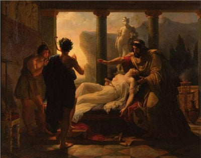Alcestis and Admetus in modern living room