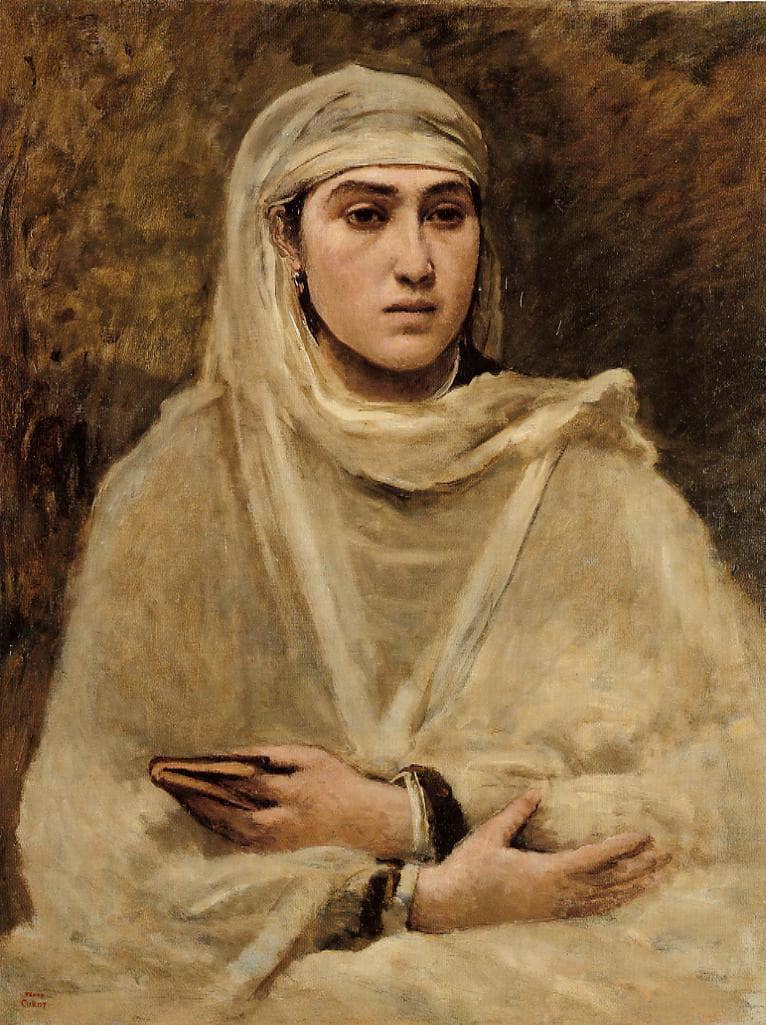 Algerian Woman by Camille Corot — hand-painted portrait oil painting reproduction on canvas
