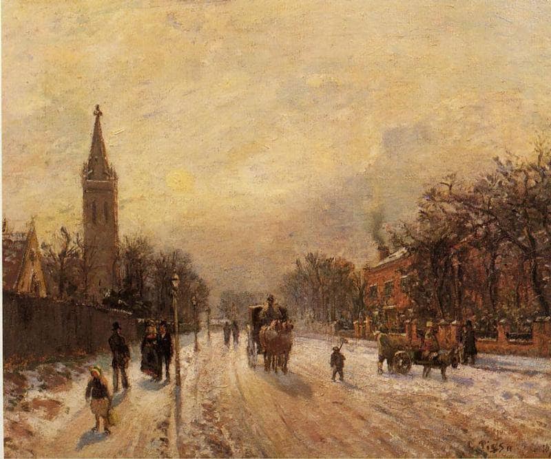 All Saints' Church, Upper Norwood by Camille Pissarro — hand-painted landscape oil painting reproduction on canvas