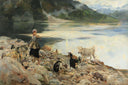 Alleghe Lake by Ettore Tito — hand-painted landscape oil painting reproduction on canvas