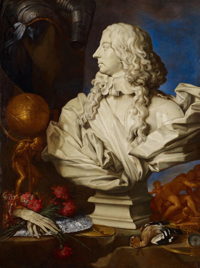 Allegorical Still Life with Bernini's Bust of Francis I d'Este by Francesco Stringa — oil painting reproduction
