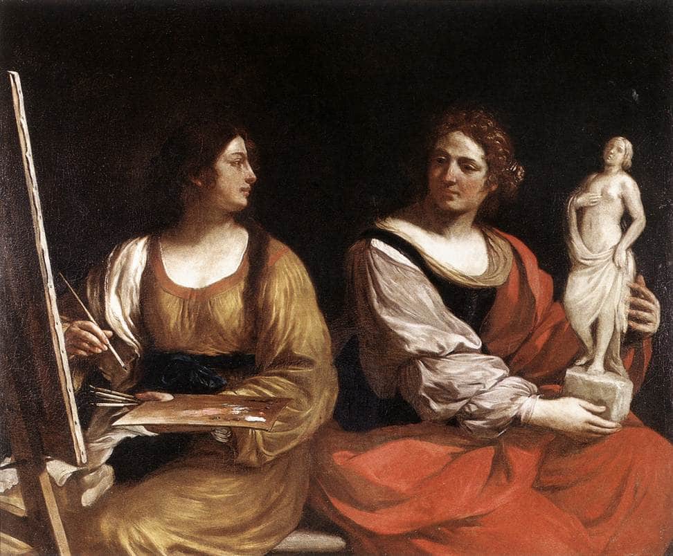 Allegory of Painting and Sculpture - Guercino