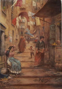 Alleyway of Naples by Vincenzo Migliaro — hand-painted architectural oil painting reproduction on canvas