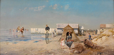 On the beach in Ostend by Robert Alott, oil painting reproduction