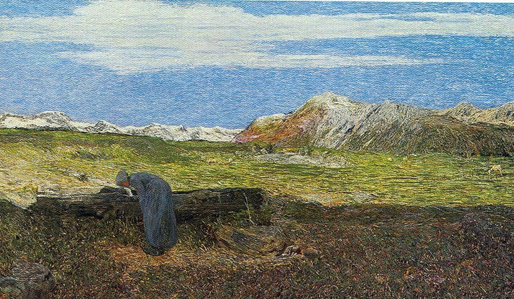 Woman at the Fountain by Giovanni Segantini — hand-painted botanical oil painting reproduction on canvas