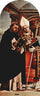 Altar of Recanati polyptych, the left wing: St. Thomas Aquinas and St. Flavian in living room