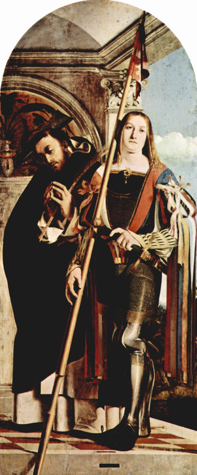 Altar of Recanati polyptych, the right wing: martyr St. Peter and St. Vitus in living room
