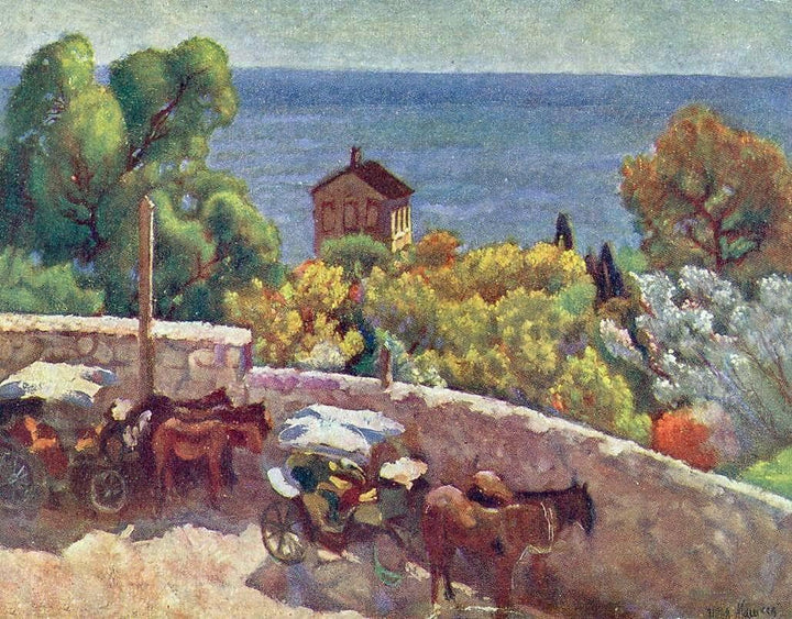 Alupka. Park, cabrank by Ilya Mashkov — hand-painted landscape oil painting reproduction on canvas