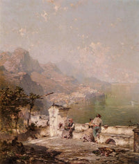 Amalfi, The Gulf Of Salerno by Franz Richard Unterberger — hand-painted architectural oil painting reproduction on canvas
