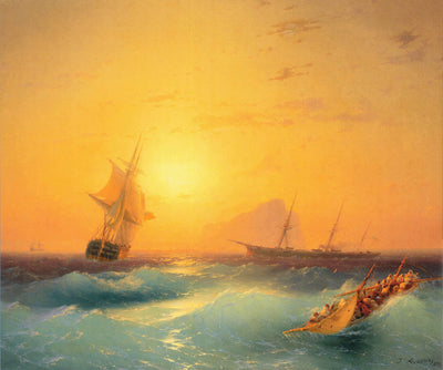 American Shipping off the Rock of Gibraltar by Ivan Aivazovsky — oil painting reproduction
