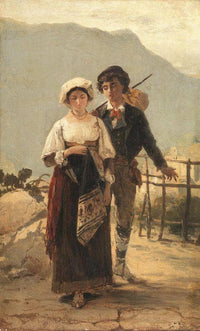 Amorous declaration by Gerolamo Induno — hand-painted portrait oil painting reproduction on canvas