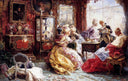An Afternoon in the Salon by Salvador Sánchez Barbudo — group oil painting wall art, Romanticism