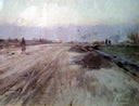 An almost deserted road by Vincenzo Caprile — rural oil painting wall art, Realism