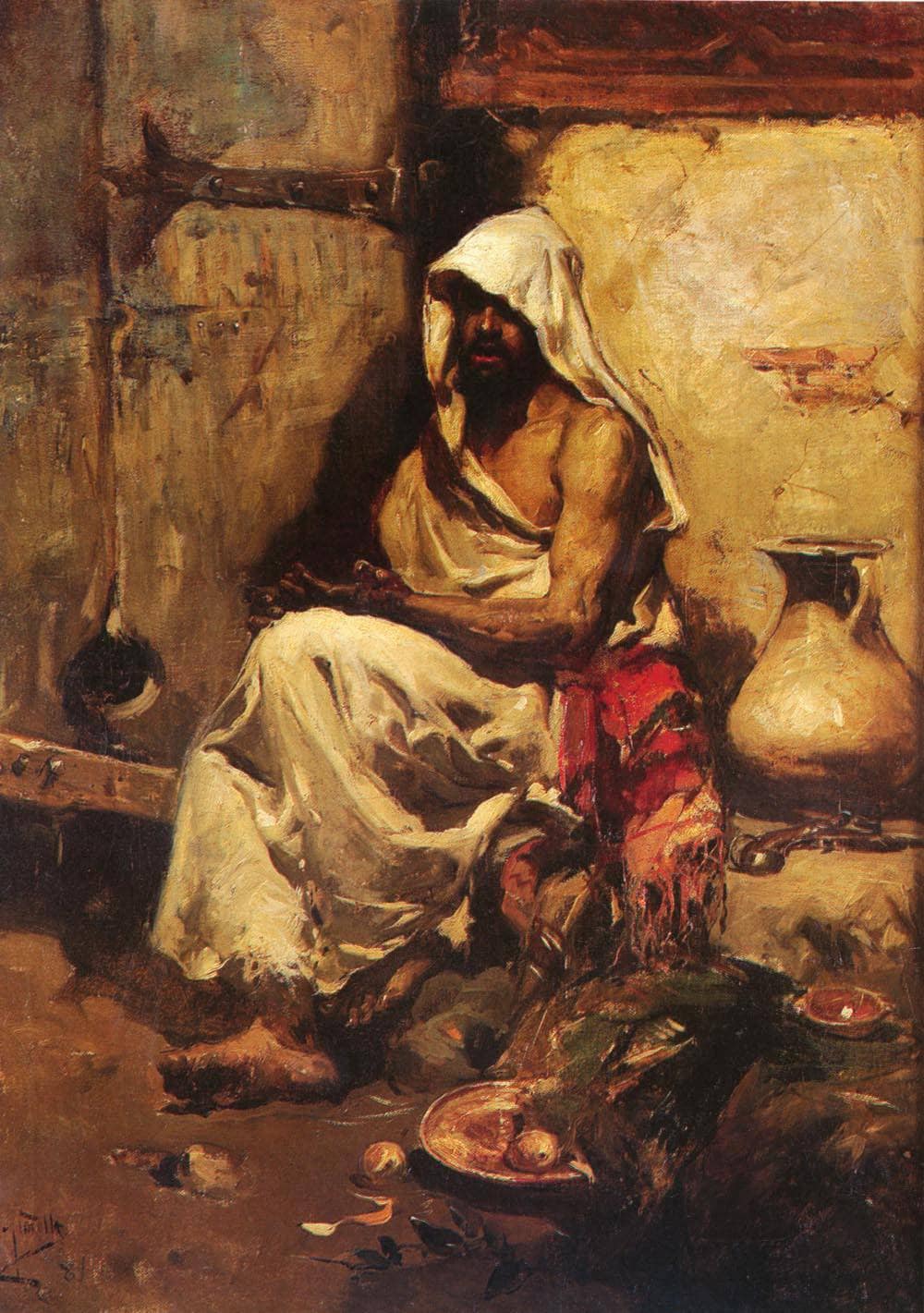 An Arab Examining a Pistol by Joaquín Sorolla — hand-painted portrait oil painting reproduction on canvas