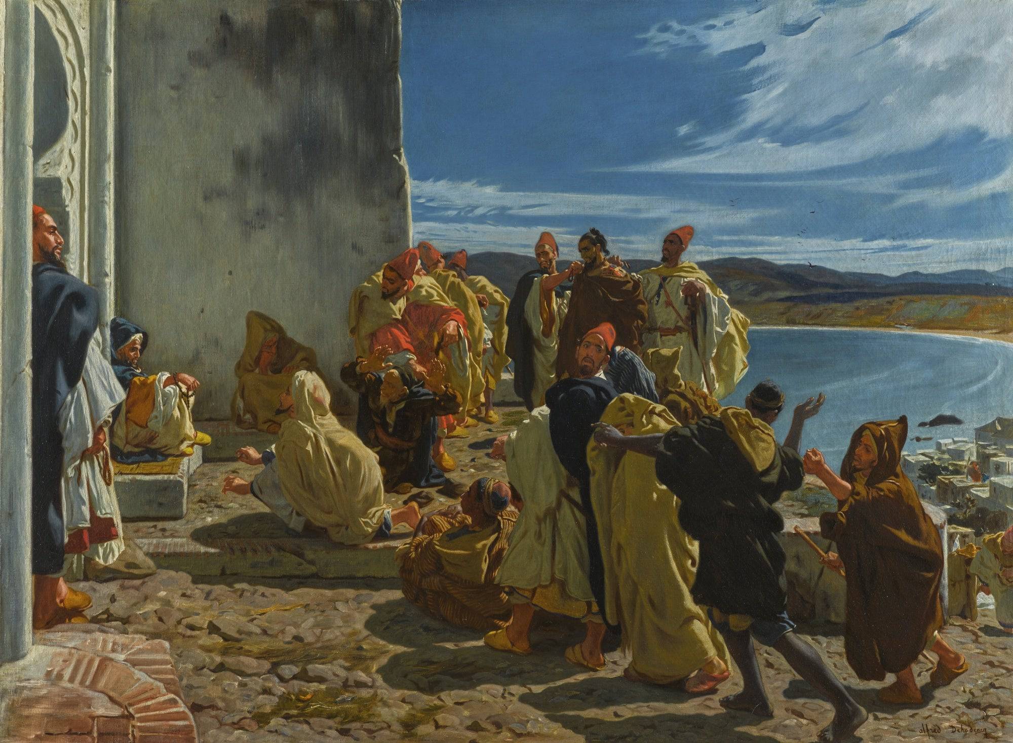 An audience outside the Kasbah Gate, Tangiers - Alfred Dehodencq