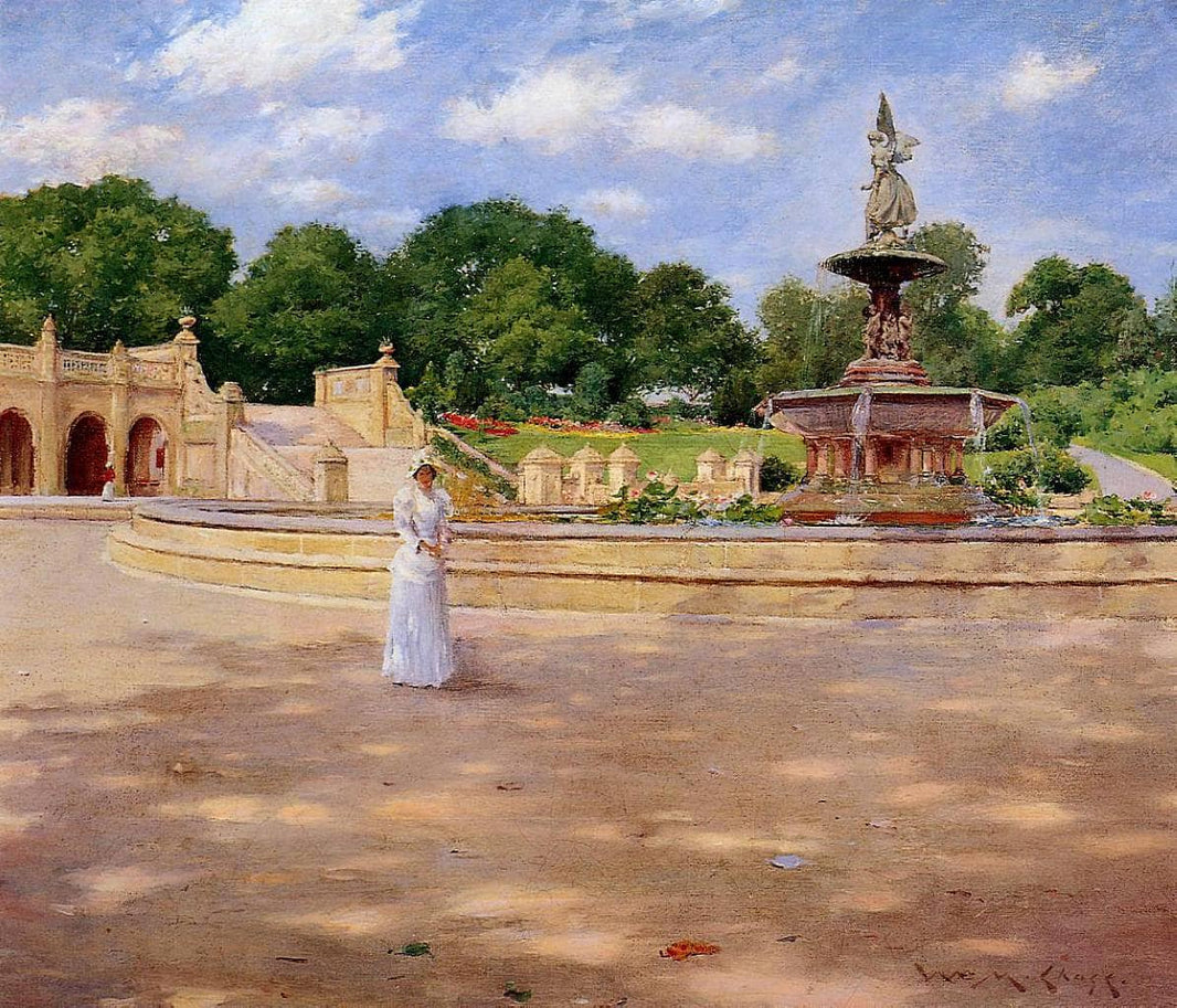 An Early Stroll in the Park by William Merritt Chase — hand-painted botanical oil painting reproduction on canvas
