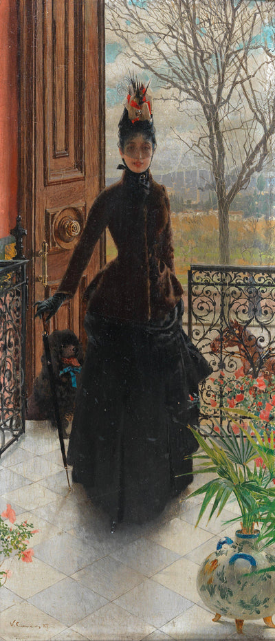 An elegant lady in home office
