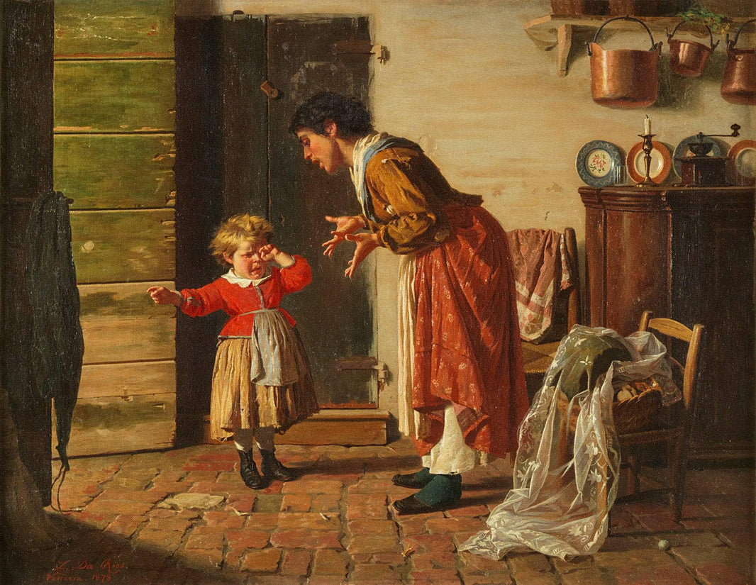 An interrupted game by Luigi Da Rios — hand-painted cultural oil painting reproduction on canvas