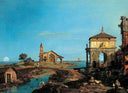 An Island in the Lagoon with a Gateway and a Church by Canaletto — urban oil painting wall art, Rococo