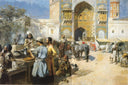 An Open Air Restaurant, Lahore by Edwin Lord Weeks — group oil painting wall art, Orientalism