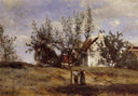 An Orchard at Harvest Time by Camille Corot — hand-painted botanical oil painting reproduction on canvas