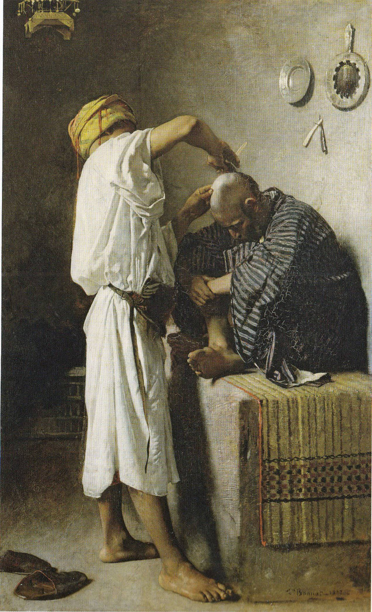 An oriental barbershop - Leon Bonnat