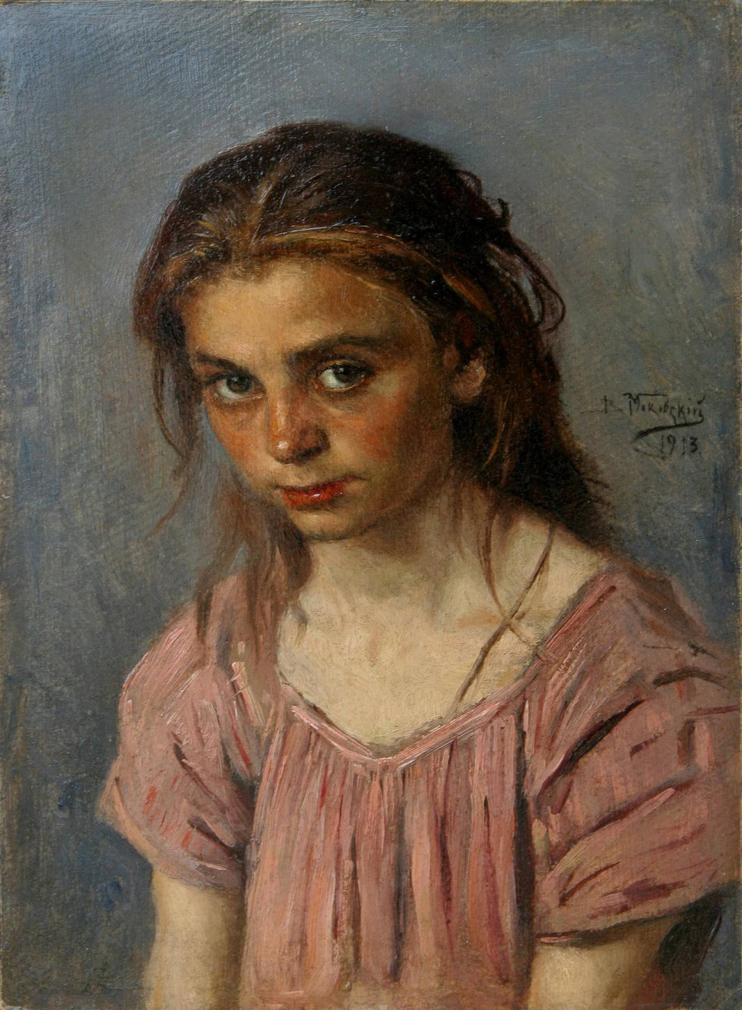 An orphan girl by Vladimir Makovsky — hand-painted portrait oil painting reproduction on canvas