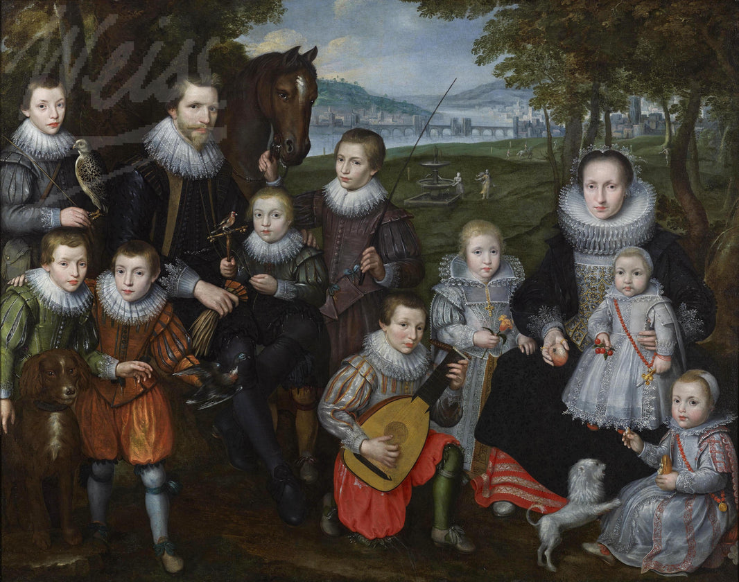 An unknown Flemish Family by Otto van Veen — hand-painted portrait oil painting reproduction on canvas