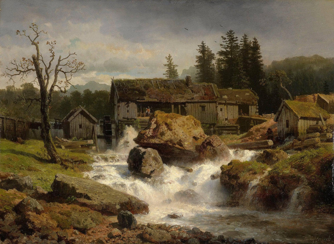 The Mill by Andreas Achenbach — hand-painted eco oil painting reproduction on canvas