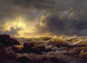 It clears up, coast of Sicily by Andreas Achenbach — hand-painted landscape oil painting reproduction on canvas