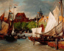 Marché De Poissons À Ostende by Andreas Achenbach — hand-painted landscape oil painting reproduction on canvas