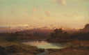 Italian landscape at twilight by Andreas Achenbach — river oil painting wall art, Romanticism