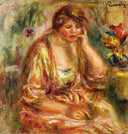 Andree in a Pink Dress by Pierre-Auguste Renoir — female oil painting wall art, Impressionism