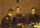 Andrey, Grigoriy and Alexander Druzhinin by Pavel Fedotov — group oil painting wall art, Realism