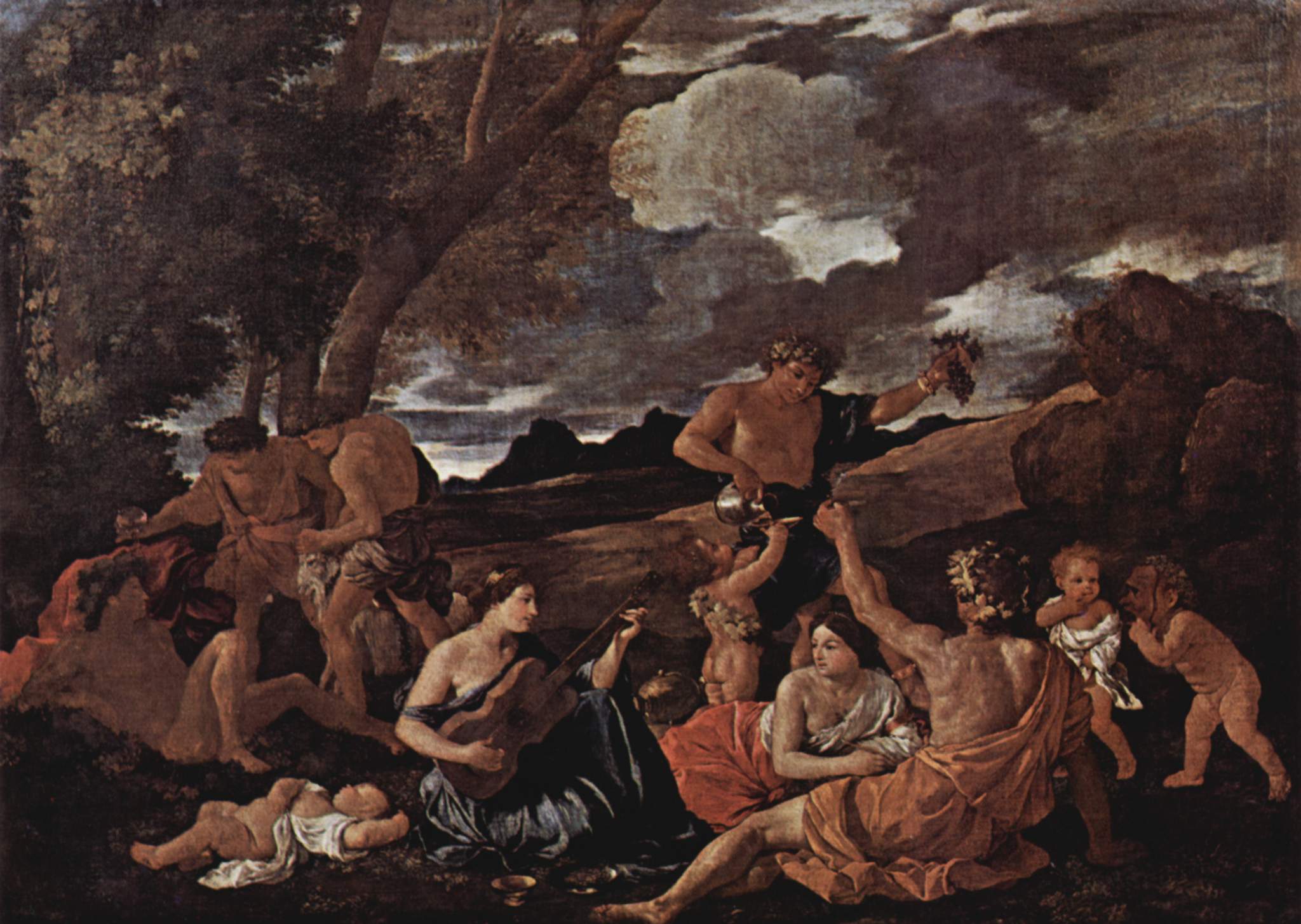 Andrians or The Great Bacchanal with Woman Playing a Lute - Nicolas Poussin