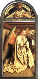 Angel Annunciate, from exterior of left panel of the Ghent Altarpiece by Jan van Eyck, religion oil painting wall art, Northern Renaissance