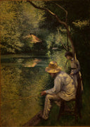 Angling by Gustave Caillebotte — fishing oil painting wall art, Impressionism