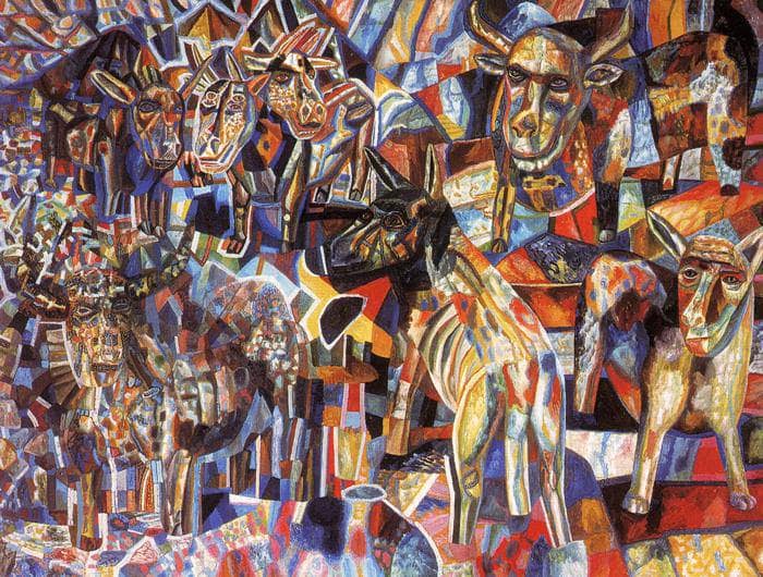 Animals by Pavel Filonov — hand-painted abstract oil painting reproduction on canvas